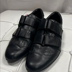 Gucci Black Leather Sneakers with Velcro Straps